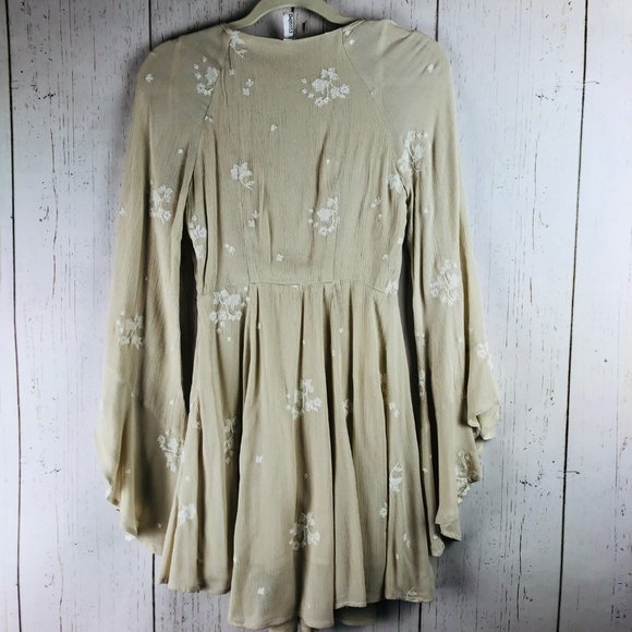 Free People tan white embroidered jasmine dress 2 - Picture 3 of 5